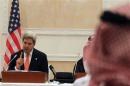 U.S. Secretary of State John Kerry speaks during a news conference in Riyadh
