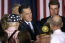 Republican presidential candidate, former Massachusetts Gov. Mitt Romney greets supporters after speaking at a campaign stop, Tuesday, May 15, 2012, in Des Moines, Iowa. (AP Photo/Charlie Neibergall)