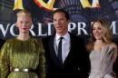 Cast members Cumberbatch, Swinton and McAdams pose at the premiere of "Doctor Strange" in Hollywood