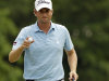 Webb Simpson reacts after making a birdie putt on the third hole during the third round of the Wells Fargo Championship golf tournament at Quail Hollow Club in Charlotte, N.C., Saturday, May 5, 2012. (AP Photo/Chuck Burton)