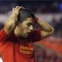 Liverpool's Suarez reacts after a missed opportunity during their Europa League Group A soccer match against Udinese at Anfield in Liverpool