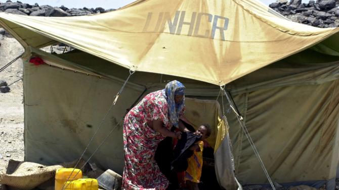 Somali refugees at a UNHCR camp in Kharaz, 170 kms west of the Red Sea port of Aden in Yemen