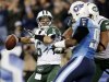 New York Jets quarterback Mark Sanchez (6) passes against the Tennessee Titans in the second quarter of an NFL football game, Monday, Dec. 17, 2012, in Nashville, Tenn. (AP Photo/Wade Payne)