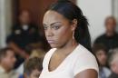 FILE - In this July 24, 2013, file photo, Shayanna Jenkins, fiancee of former New England Patriots NFL football player Aaron Hernandez, arrives at hearing for Hernandez at Attleboro District Courtroom in Attleboro, Mass. Prosecutors said in a filing Wednesday, July 16, 2014, that they have "direct evidence" that Jenkins lied to the grand jury that indicted Hernandez on a murder charge in the slaying of Odin Lloyd, including about a box she discarded at Hernandez's direction. (AP Photo/Bizuayehu Tesfaye, File)