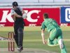 New Zealand's Peter Fulton plays a shot off the bowling of South Africa's Dale Steyn during their T20 international cricket match in Durban