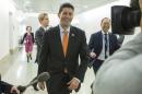 Rep. Ryan leaves a meeting with moderate members of the House Republican caucus on Capitol Hill in Washington