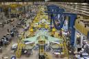 Handout photo of workers on the moving line and forward fuselage assembly areas for the F-35 JSF at Lockheed Martin Corp's factory located in Fort Worth, Texas