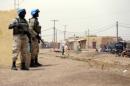 United Nations soldiers patrol on July 27, 2013 in the northern Malian city of Kidal