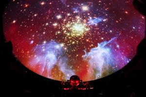 A projector screens a picture in the planetarium Hamburg,&nbsp;&hellip;