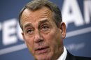 Speaker of the House John Boehner, R-Ohio, joined by the Republican leadership speaks to reporters about the fiscal cliff negotiations with President Obama following a closed-door strategy session, at the Capitol in Washington, Tuesday, Dec. 18, 2012. (AP Photo/J. Scott Applewhite)