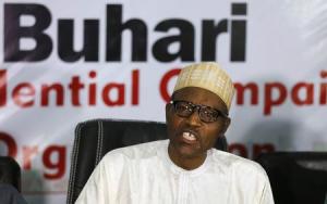 Opposition presidential candidate Muhammadu Buhari speaks during an interview in Abuja