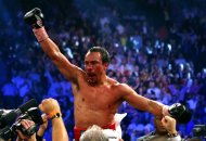 Juan Manuel Marquez celebrates after defeating Manny Pacquiao by a sixth round knockout in their welterweight bout at the MGM Grand Garden Arena, on December 8, in Las Vegas, Nevada