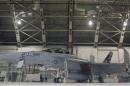 F/A 18 E/F fighter jet is seen in hanger at Naval Air Station Patuxent River Maryland