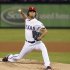 Texas Rangers pitcher Darvish throws against the Baltimore Orioles in the first inning of their MLB American League Wild Card playoff baseball game in Arlington, Texas