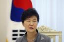 South Korean President Park Geun-hye speaks during an interview with Reuters in Seoul