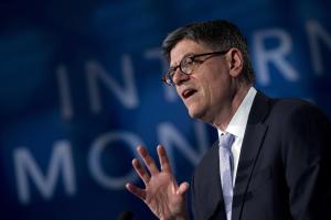 Treasury Secretary Jacob Lew speaks during a news conference &hellip;