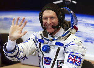 Crew member Timothy Peake of Britain gestures after&nbsp;&hellip;