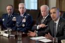 US President Barack Obama speaks during a meeting with Combatant Commanders and Joint Chiefs of Staff in the Cabinet Room of the White House in Washington, DC, April 5, 2016