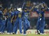 Sri Lanka celebrates after defeating Pakistan in the ICC world Twenty20 semi-final at the R Premadasa Stadium, Colombo