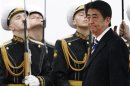 Japan's Prime Minister Shinzo Abe arrives in Moscow