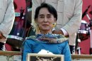 Suu Kyi attends her party education network fund rising campaign翁山蘇姬募款