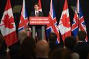 Canadian Prime Minister Justin Trudeau delivers a speech in central London on November 25, 2015