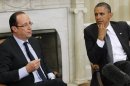 President Barack Obama meets with French President Francois Hollande, Friday, May 18, 2012, in the Oval Office of the White House in Washington. (AP Photo/Pablo Martinez Monsivais)