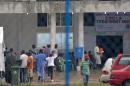 This October 11, 2014 photo shows the entrance to the recently opened Ebola Island Clinic in Monrovia
