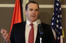 Brett McGurk, US Special Presidential Envoy for the Global Coalition to Counter IS (Islamic State), gives a news conference in Amman on May 15, 2016