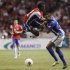 Costa Rica's Campbell fights for ball with Honduras' Bernardez during 2014 World Cup qualifying soccer match in San Jose
