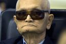 Former Khmer Rouge leader "Brother Number Two" Nuon Chea in the ECCC courtroom in Phnom Penh on August 7, 2014