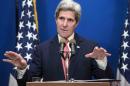 U.S. Secretary of State John Kerry speaks during a news conference at the David Citadel Hotel in Jerusalem