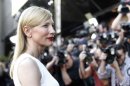 Cast member Cate Blanchett poses at the premiere of "Blue Jasmine" at the Academy of Motion Pictures Arts and Sciences in Beverly Hills