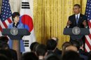 U.S. President Obama and South Korea's President Park address joint news conference in the East Room of the White House in Washington