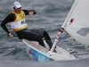 Australia's Tom Slingsby sails during the ninth race of the Laser sailing class at the London 2012 Olympic Games in Weymouth and Portland