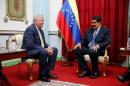 Venezuela's President Nicolas Maduro attends a meeting with U.S. diplomat Shannon at Miraflores Palace in Caracas