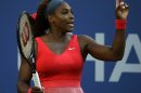 Serena Williams challenges a call during the semifinals against Li Na, of China, of the 2013 U.S. Open tennis tournament, Friday, Sept. 6, 2013, in New York. (AP Photo/David Goldman)