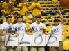 Indiana Pacers fans taunt the Miami Heat players before the first quarter of Game 3 of their NBA Eastern Conference second round basketball playoff series in Indianapolis