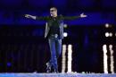 British singer George Michael performing during the closing ceremony of the 2012 London Olympic Games at the Olympic stadium in London