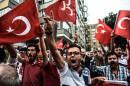 Turkish nationalists demonstrate against the Kurdish Workers Party (PKK) in Istanbul on September 8, 2015