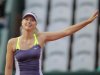 Sharapova of Russia celebrates defeating Hsieh of Taiwan during their women's singles match at the French Open tennis tournament in Paris