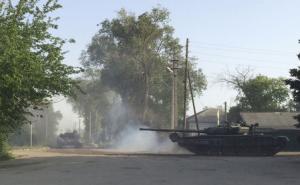Tanks drive in a street of the Russian southern town &hellip;