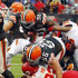 Cleveland Browns running back Trent Richardson (33) scores on a 1-yard touchdown carry in the fourth quarter of an NFL football game against the Kansas City Chiefs, Sunday, Dec. 9, 2012, in Cleveland. (AP Photo/Tony Dejak)