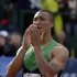 Ashton Eaton reacts after the 1500m during the decathlon competition at the U.S. Olympic Track and Field Trials Saturday, June 23, 2012, in Eugene, Ore. Eaton finished the decathlon with a new world record. (AP Photo/Matt Slocum)