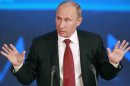 Russia's President Vladimir Putin speaks during his annual news conference in Moscow