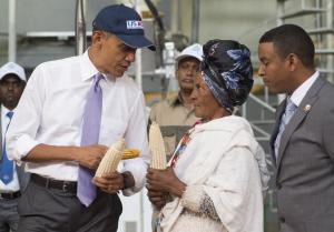 Barack Obama assesses different varieties of corn (maize)&nbsp;&hellip;