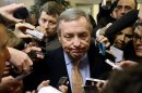 Senate Majority Whip Richard Durbin of Ill., pauses while speaking to the reporters on Capitol Hill Tuesday, Nov. 13, 2012, in Washington, as the lame duck 112th Congress returned. (AP Photo/Alex Brandon)