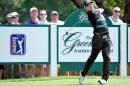 Jonas Blixt tees off on the ninth hole during the first round of the Greenbrier Classic golf tournament at the Greenbrier Resort in White Sulphur Springs, W.Va., Thursday July 3, 2014 (AP Photo/Chris Tilley)