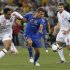 Ukraine's Shevchenko challenges England's Lescott and Gerrard during their Group D Euro 2012 soccer match at the Donbass Arena in Donetsk