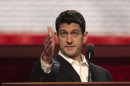 Republican vice presidential candidate, Rep. Paul Ryan, R-Wis. gestures during a walk through ahead of his delivering a speech at the Republican National Convention, Wednesday, Aug. 29, 2012 in Tampa, Fla. (AP Photo/Mary Altaffer)